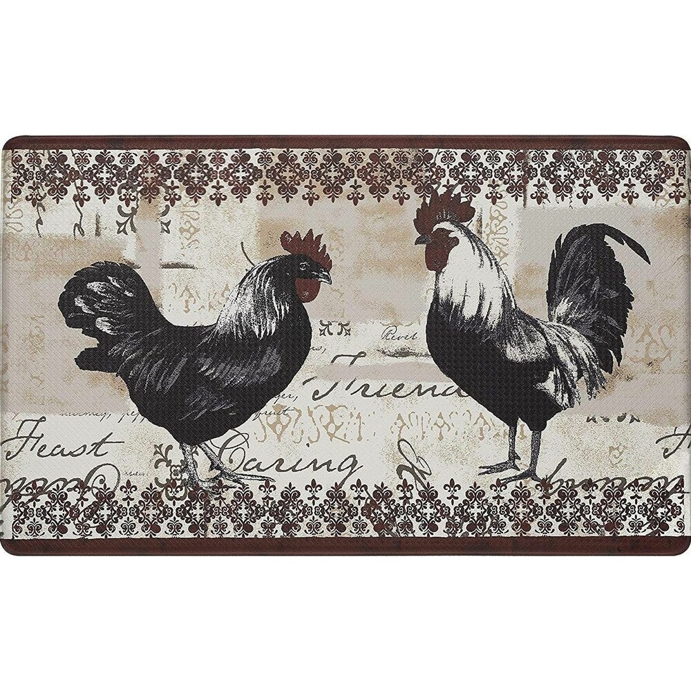 Anti-Fatigue Non Slip Printed PVC Kitchen Floor Mat (18"x30") 2 ROOSTERS, Achim